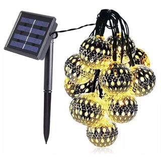 Solcelle lyskæde med kugler - 5 M 20 LED